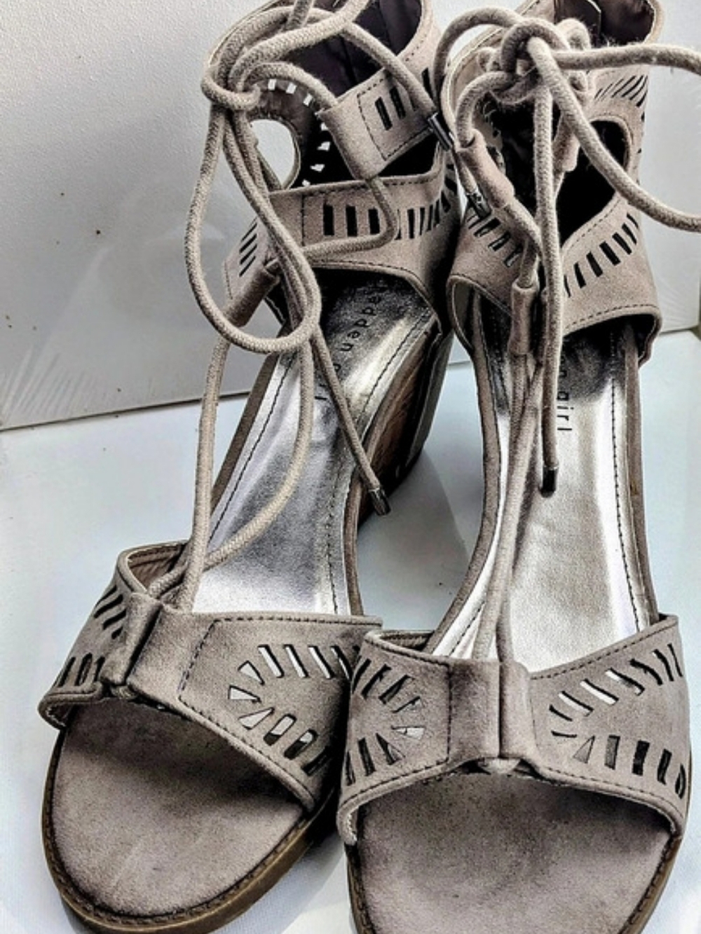 Madden girl Cutout Lace-Up Wedge Sandals in Brown